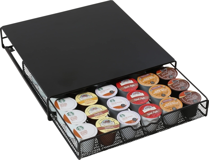 Matte Black Coffee Pod Drawer, Mesh Sides Flat Top Organizer
