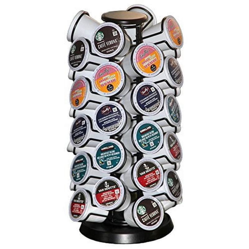 Matte Black Coffee Pod Holder Carousel, 40 Capacity Tiered Wire