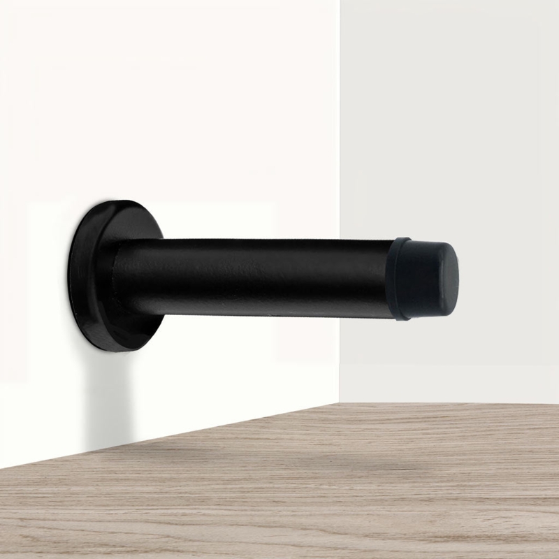 Matte Black Door Stopper: Wall Mounted Industrial Minimalist Hardware