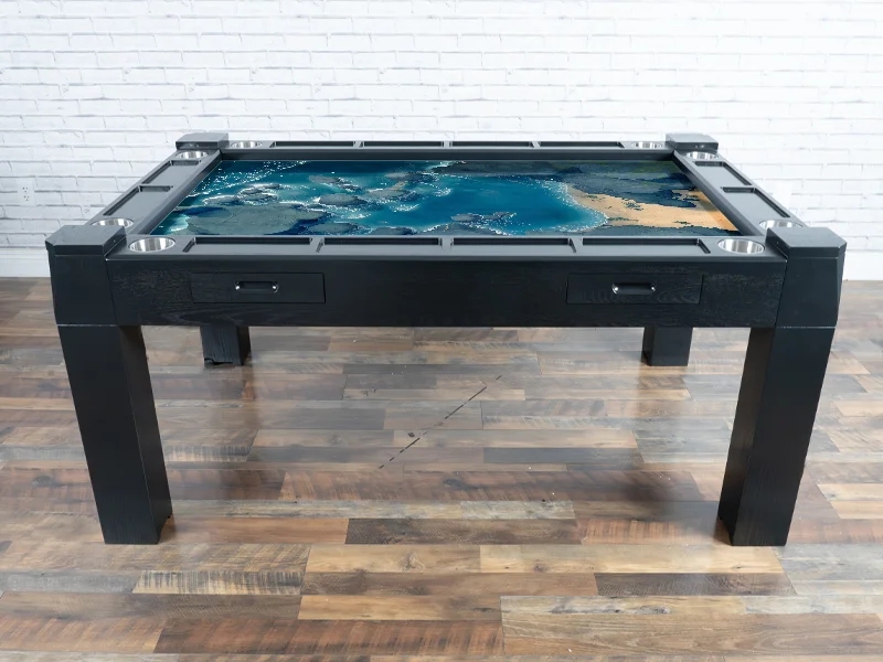 Matte Black Gaming Table with Integrated Digital Map Display