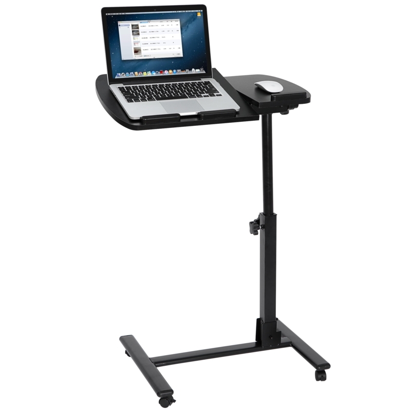 Matte Black Laptop Cart Split Surface Tilting Tray Adjustable