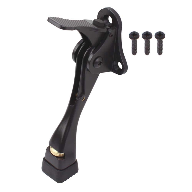 Matte Black Step Release Kick Down Door Stop with Adjustable Tip