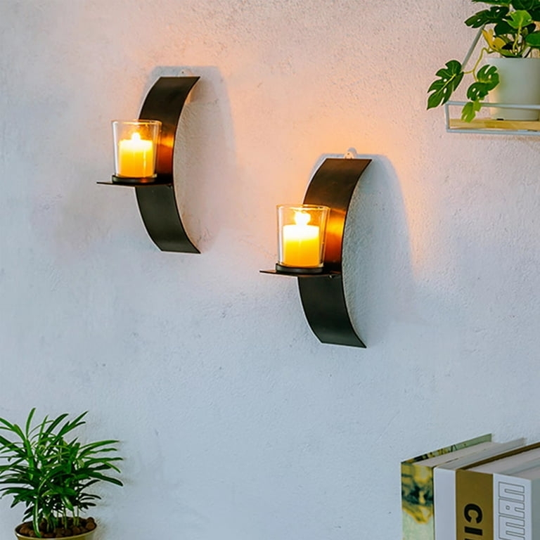 Matte Black Wall Sconce with Crescent Shape and Glass Vessel
