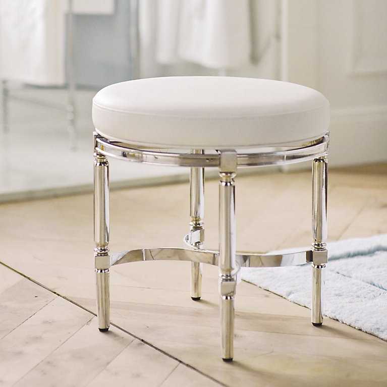 Matte Champagne Vanity Stool Curved X-Stretcher Spindle Legs Swivel