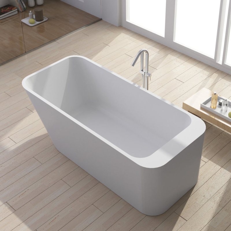Matte White Freestanding Bathtub with Thick Architectural Rim