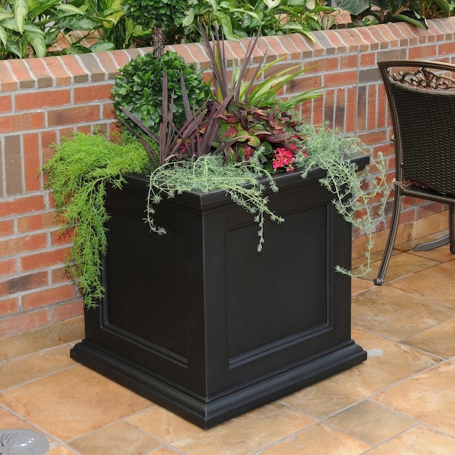 Mayne 28 in. Fairfield Square Planter - Black