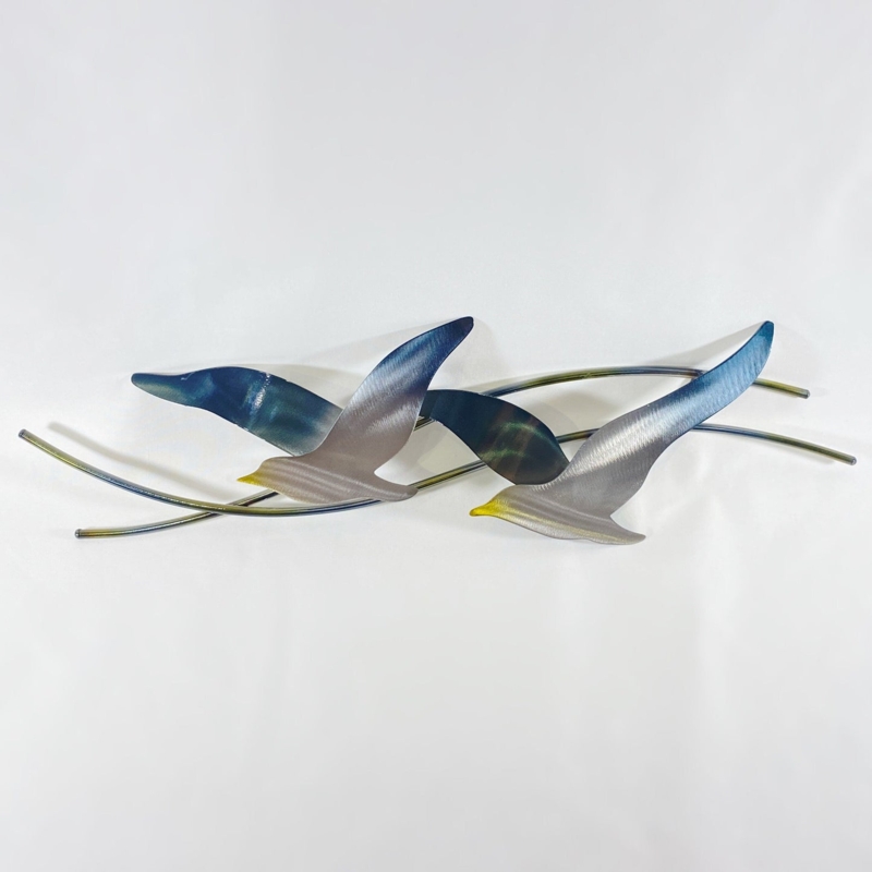 Metal Bird Wall Art Piece - Two Flying Birds/Seagulls - Northern Lights  Gallery