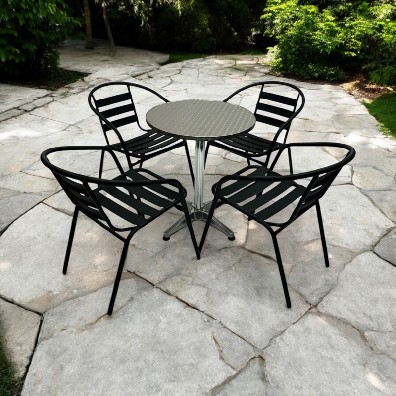 Metal Garden Black Porch Chairs Black Steel Furniture Set BE Furniture Sales