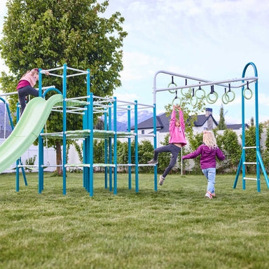 Metal Playset with Lime Green Slide and Overhead Jungle Line