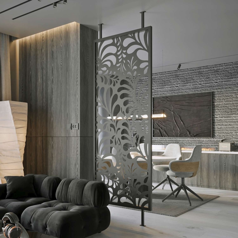 Metal Room Divider No6 - Fixed Partition with Legs - Custom Sizes