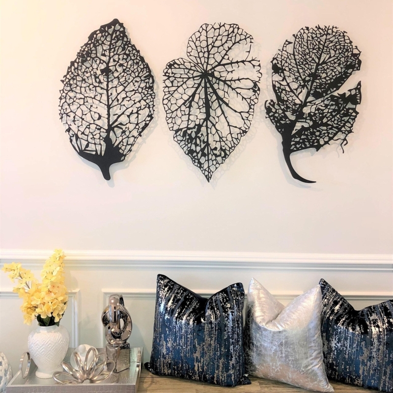 Metal Wall Art Set: Matte Black Botanical Silhouettes, Set of Three