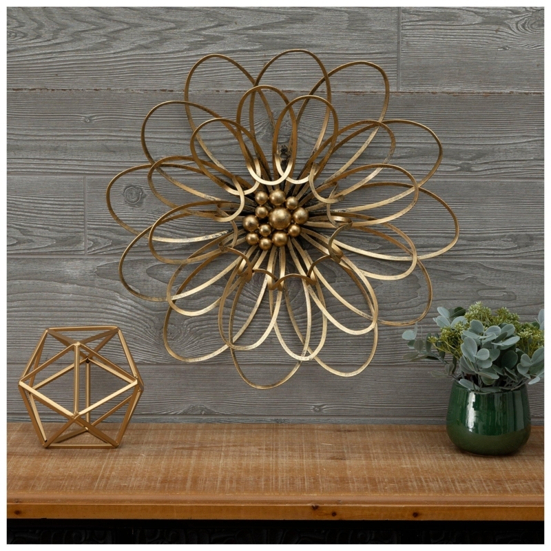 Metal Wall Decor Layered Loops, Spherical Center Antique