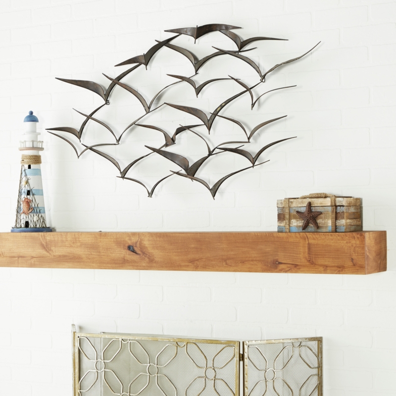 Metal Wall Sculpture: Large 47-Inch Dark Bronze Flock