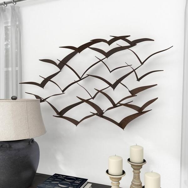 Metal Wall Sculpture: Modern Minimalist Overlapping Bird Flock