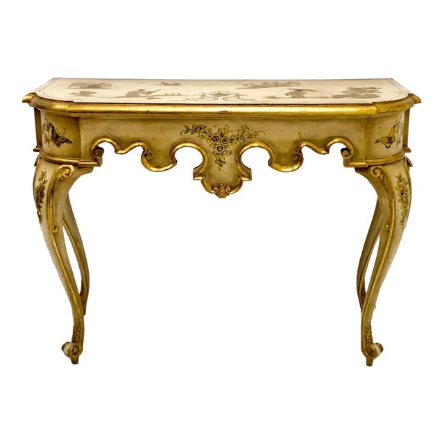 Mid-Century Italian Chinoiserie Hand Painted Console Table | Chairish
