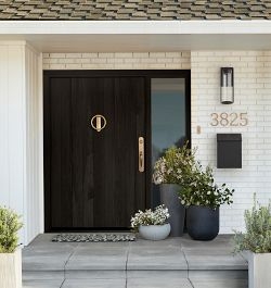 Mid-Century Modern Bronze House Numbers & Oversized Ring Knocker Set