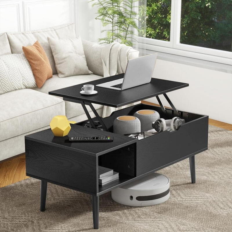 Mid Century Modern Lift Top Table with Tapered Splayed Legs