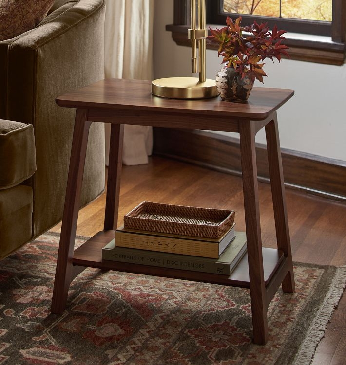Mid-Century Side Table with A-Frame Base and Rounded Corners