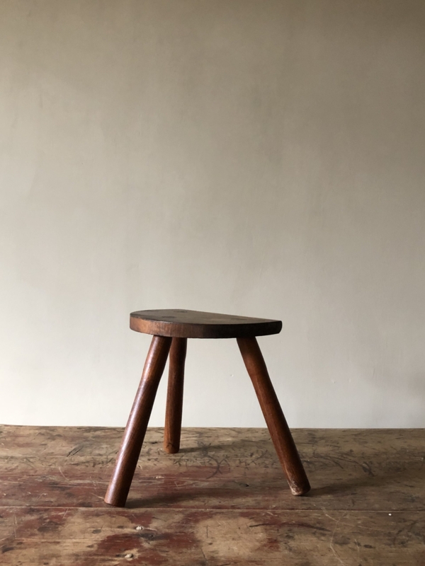 Milking Stool D-Shaped Seat, French Farmhouse Tripod
