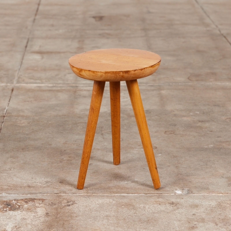 Milking Stool Tripod Base, Honey Oak Rustic Plant Stand
