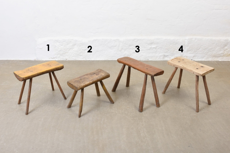 Milking Stool with Aged Patina, Rustic Reclaimed Pedestal