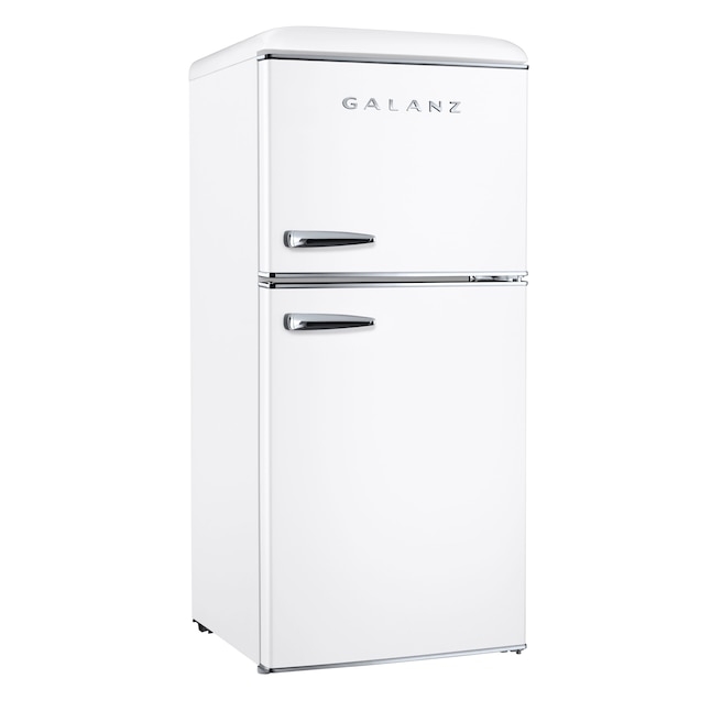 Mini Fridge Alpine White Dual Door Chrome Handles Retro Style