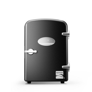 Mini Fridge Matte Black Oval Window Retro Hardware Countertop