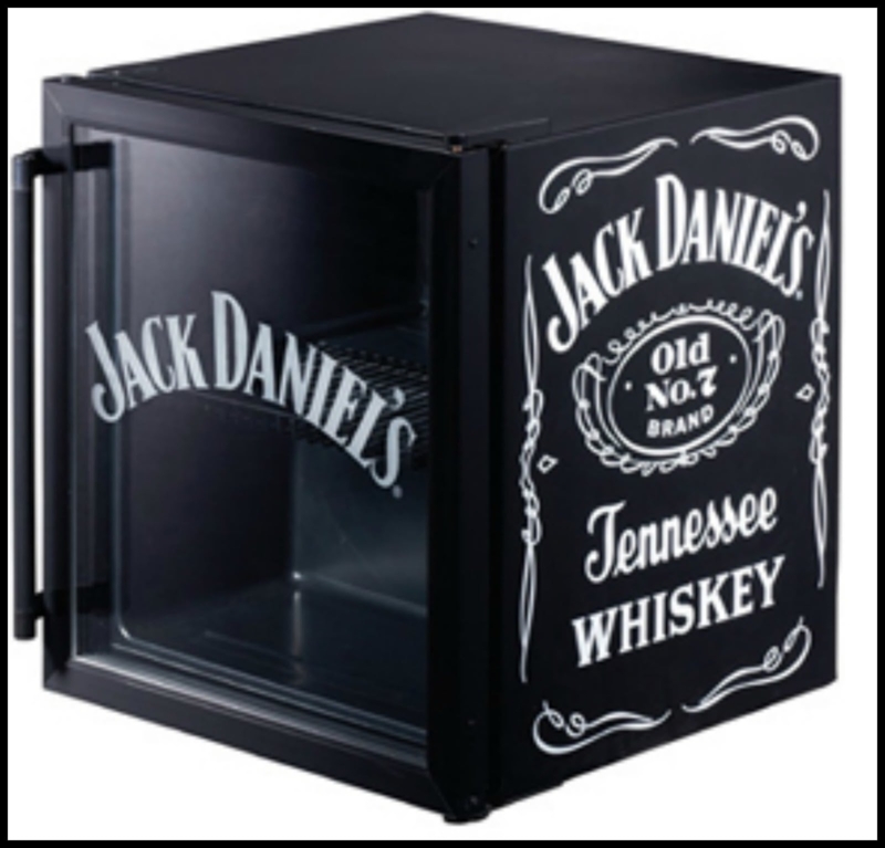 Mini Fridge with Branded Graphics, Glass Door, Industrial Style