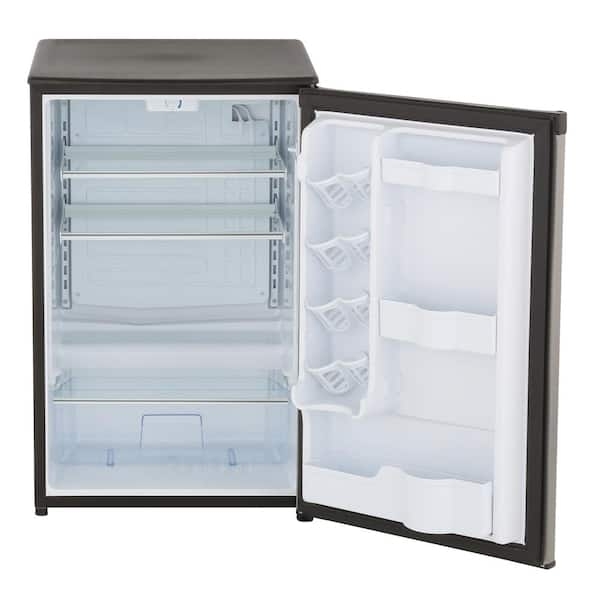 Mini Fridge with Glass Shelving, No Freezer, Stainless Steel