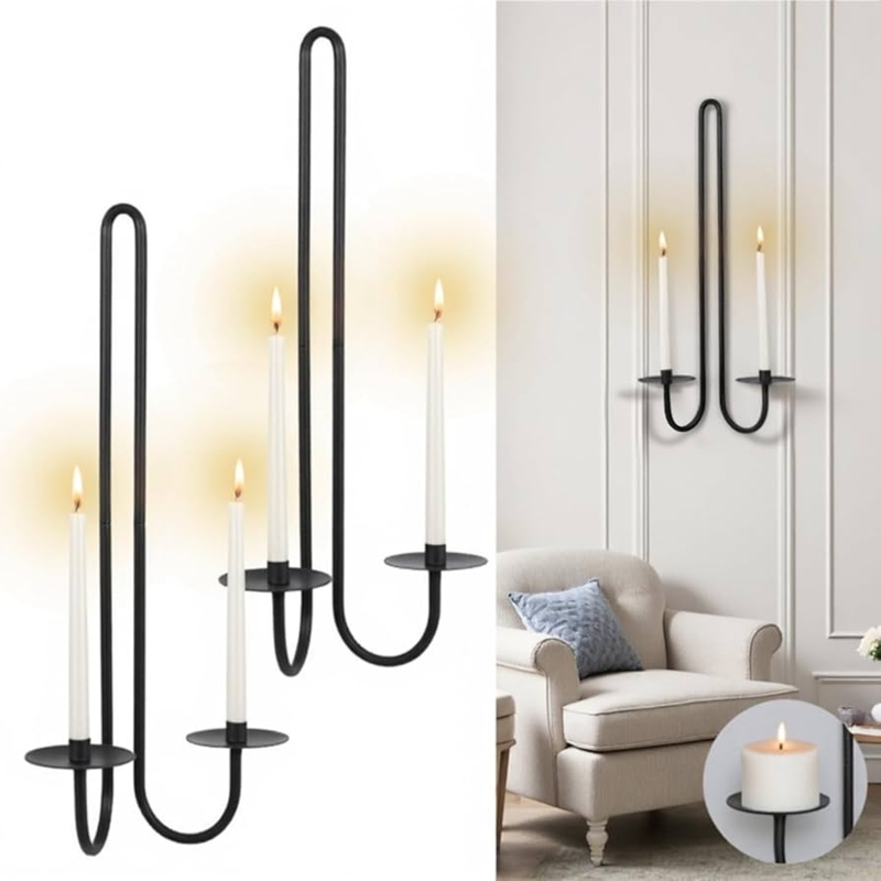 Minimalist Black Wall Sconces featuring Bent Metal Tubing Design