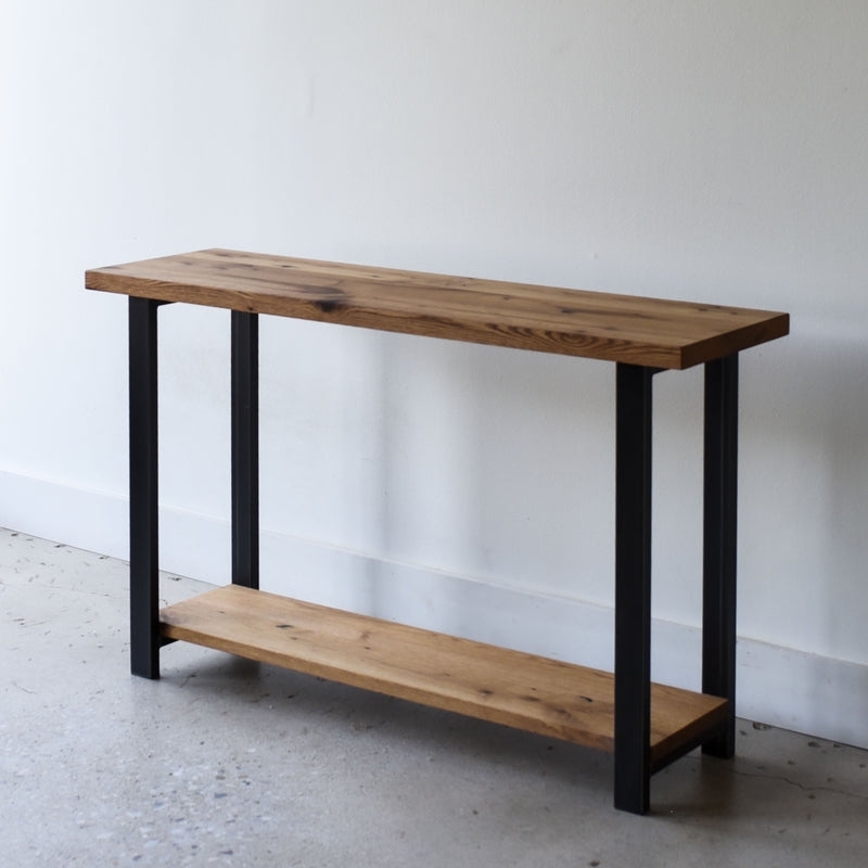 Minimalist Console with Shelf and Reclaimed Wood Look Frame