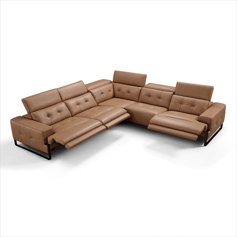 Minimalist Metal Base Sectional Leather-Like Power Adjustable Headrests