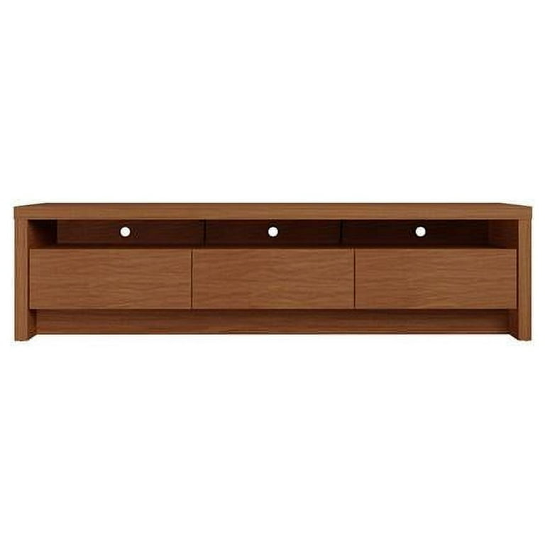 Minimalist TV Stand Maple Cream Handleless Drawers Triple Cubbies