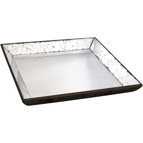 Mirrored Tray, Square, Antiqued Foxed Mirror, Angled Sides, Low Profile
