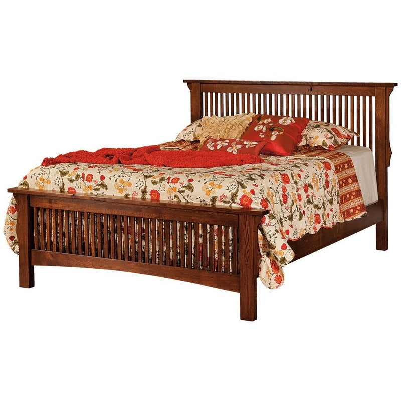 Mission Bed Craftsman Style with Overhanging Top Rail and Square Posts