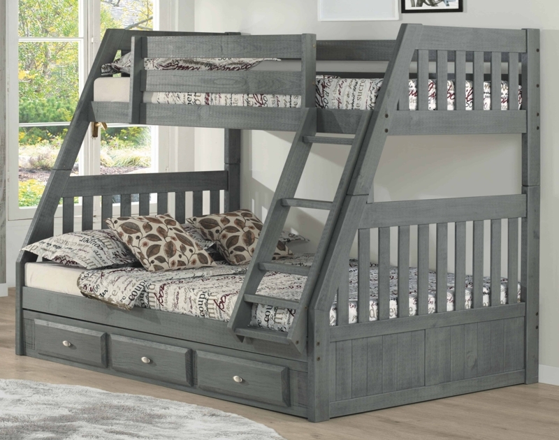 Mission Bunk Bed Charcoal Gray Finish Angled Ladder Storage