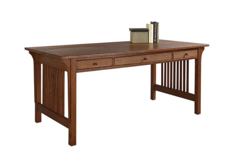 Mission Desk Featuring Slatted Side Panels and Three Drawers