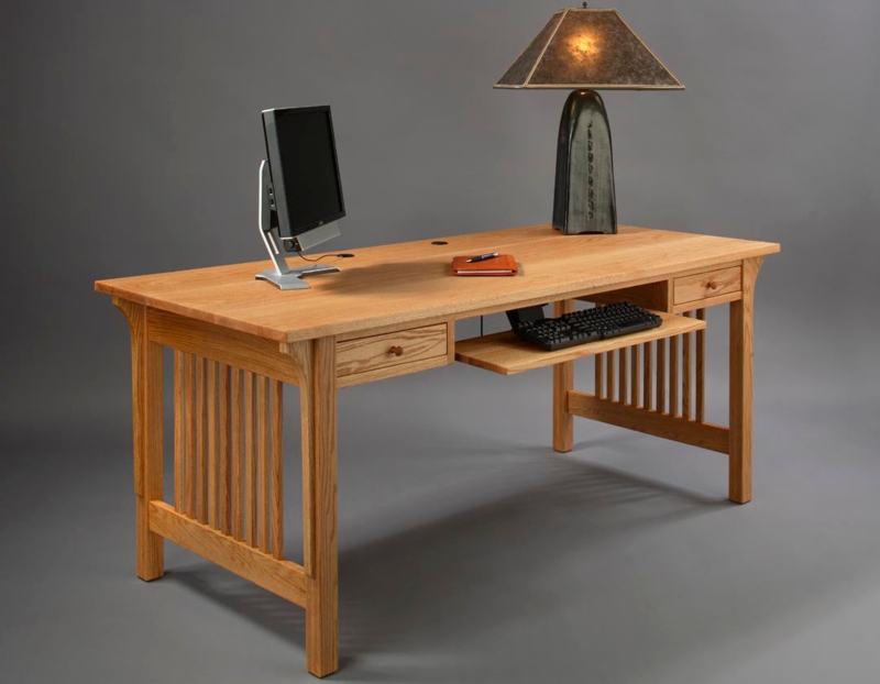 Mission Desk with Slat Side Panels and Pull-Out Keyboard Tray