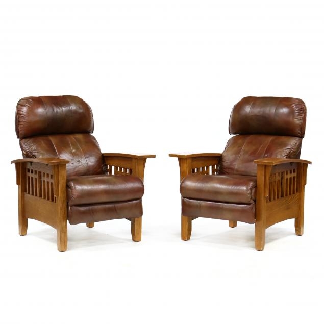 Mission Recliner Honey Oak Finish Chestnut Brown Slat Sides