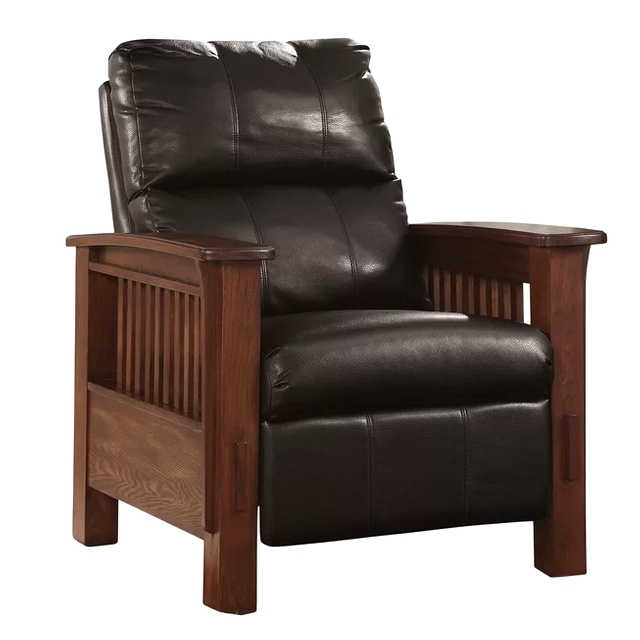 Mission Recliner Mahogany Brown Finish Traditional Morris Style