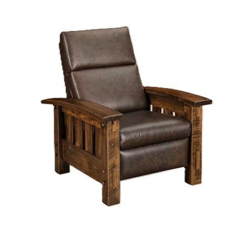 Mission Recliner Rough Sawn Finish Exposed Joinery Leather-Like