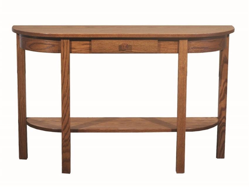 Mission Style Console Table in Oak Brown with Single Drawer