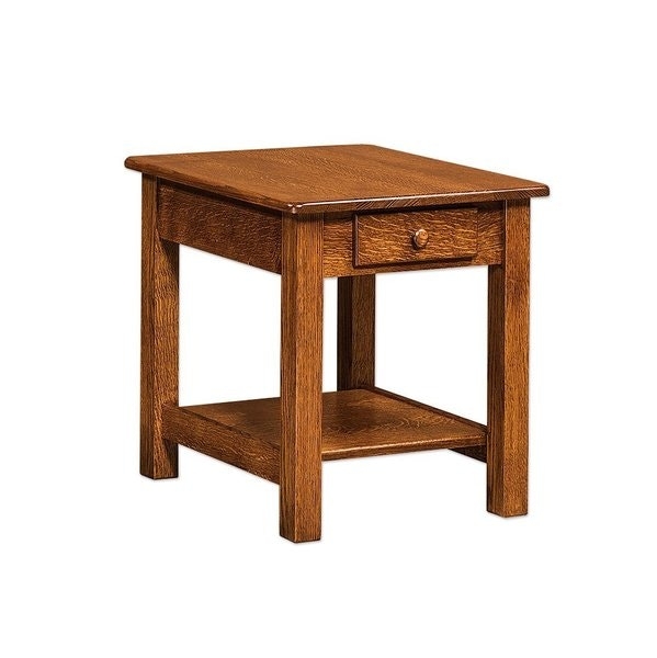 Mission Style End Table with Single Drawer and Rich Wood Grain