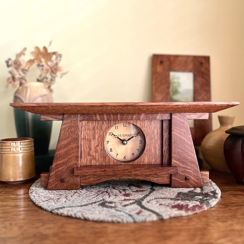 Mission Style Mantel Clock with Tapered Sides and Joinery
