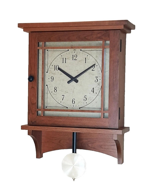 Mission Style Wall Clock with Integrated Bottom Shelf