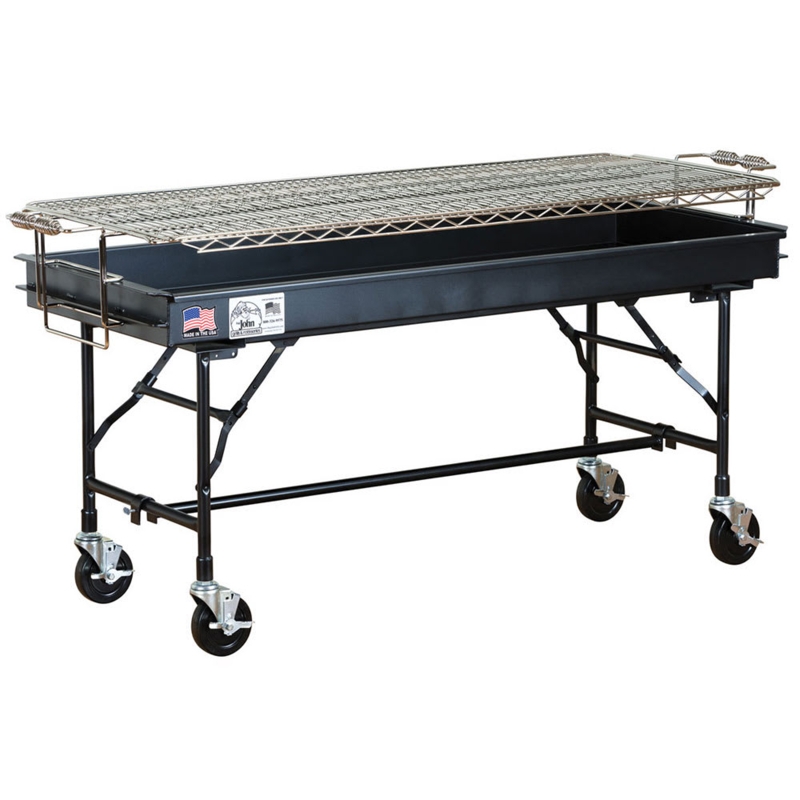 Mobile Charcoal Grill with Folding Legs and Heat Resistant Spring Handles