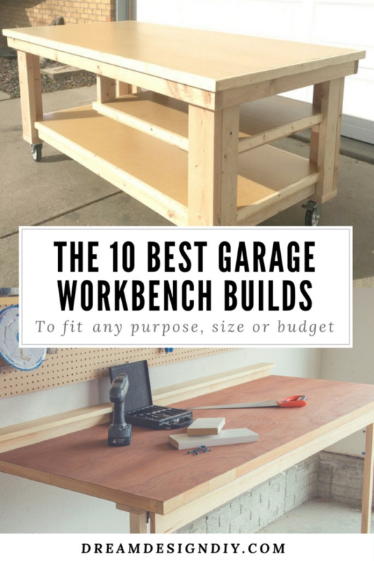 Mobile Garage Workbench with Multi-Level Storage Shelving