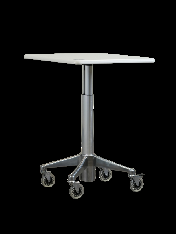 Mobile Square Laptop Cart Brushed Metal Telescopic Pedestal Base