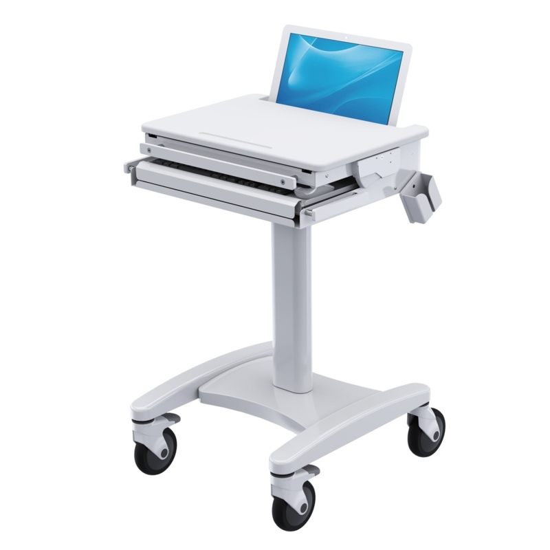Mobile Workstation Cart Recessed Screen Slot Sliding Keyboard Tray