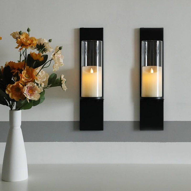 Modern Black Wall Sconces with Cylindrical Glass and Slim Profile